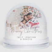 Custom Family 2 foto's Vrolijk Kerstfeest Sneeuwbol (Voorkant)