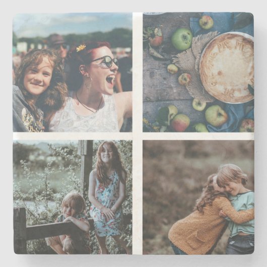 Custom Family 4 - Fotocollage Keepsake Stenen Onderzetter (Voorkant)