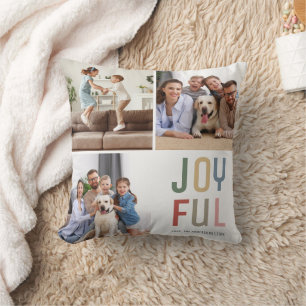 Custom Family 4 Foto's Vrolijke Kerst Kussen
