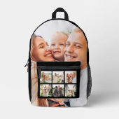 Custom Family 7 Photo Collage Zwart Bedrukte Rugzak (Voorkant)