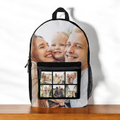 Custom Family 7 Photo Collage Zwart Bedrukte Rugzak