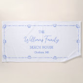 Custom Family Beach House Coastal Blue Shell Chic Strandlaken (Voorkant)