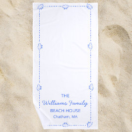 Custom Family Beach House Coastal Blue Shell Chic Strandlaken