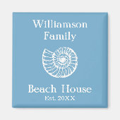 Custom Family Beach House Shell Blauw Magneet (Voorkant)