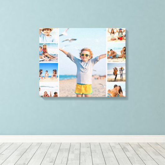 Custom Family Beach Portrait Wall Art 9 Kids Summe Canvas Afdruk (Insitu (Houten vloer))