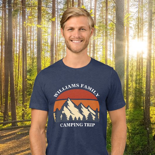 Custom Family Camping Trip Mountain Sunset Tri-Blend Shirt