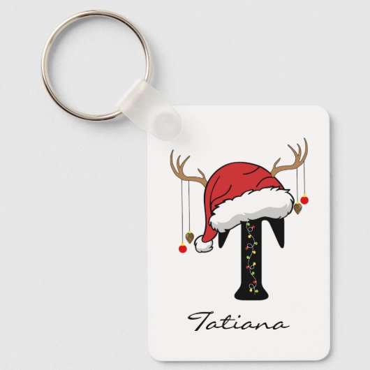 Custom Family Christmas Monogram Keychain for Her (Voorkant)