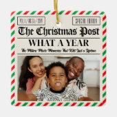 Custom Family Christmas Newspaper What a Year Keramisch Ornament (Voorkant)