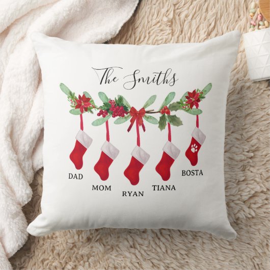 Custom Family Christmas Stocking Throw Pillow Kussen (Deken)