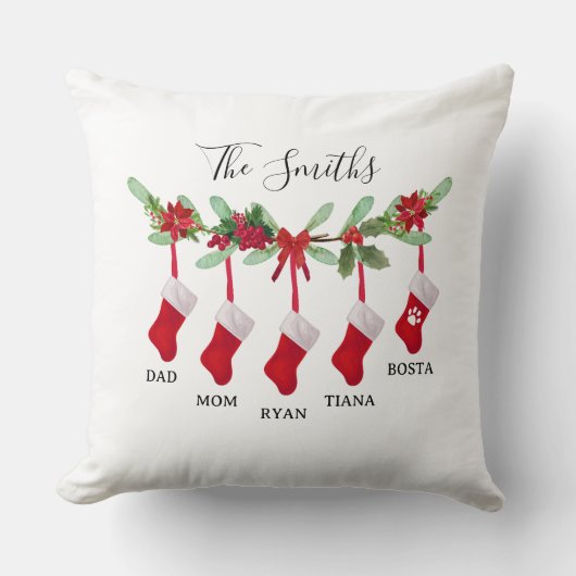 Custom Family Christmas Stocking Throw Pillow Kussen (Voorkant)