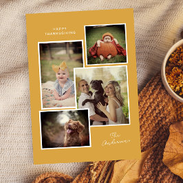 Custom Family Collage Moderne Thanksgiving Foto Feestdagenkaart