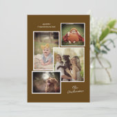 Custom Family Collage Moderne Thanksgiving Foto Feestdagenkaart (Staand voorkant)