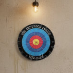 Custom Family Dartboard Personalized Name  Gift Dartbord<br><div class="desc">Create the perfect game-night centerpiece with this custom family dartboard. Personalize it with your family name and established year, making it a unique and meaningful gift for any darts lover. Ideal for man caves, home bars, game rooms, and family entertainment spaces, this personalized dartboard combines classic style with lasting quality....</div>