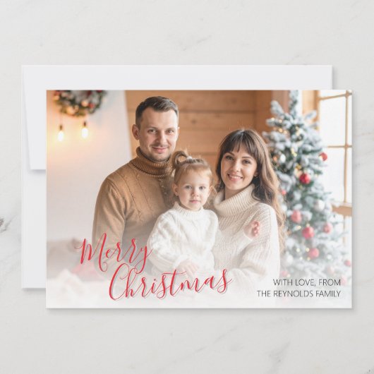 Custom Family Flat Christmas Greeting Card Bedankkaart (Voorkant)