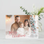 Custom Family Flat Christmas Greeting Card Bedankkaart (Staand voorkant)