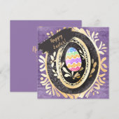 Custom Family Happy Easter Watercolour Egg Feestdagenkaart (Voorkant / Achterkant)