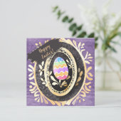 Custom Family Happy Easter Watercolour Egg Feestdagenkaart (Staand voorkant)