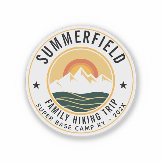 Custom Family Hiking Trip Modern Sticker (Voorkant)