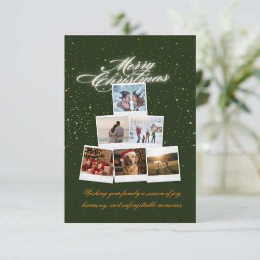 Custom Family Holiday Card – Photos & Message Bedankkaart (Staand voorkant)