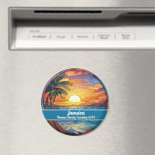 Custom Family Jamaica Trip Faux Stained Glass Magneet (Insitu (Vaatwasser))