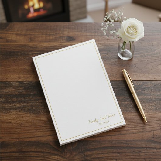 Custom Family Last Name Gold Border Notes
