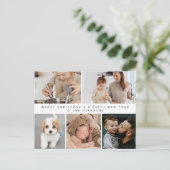 Custom Family Modern Multi Photo Holiday New Year Feestdagenkaart (Staand voorkant)