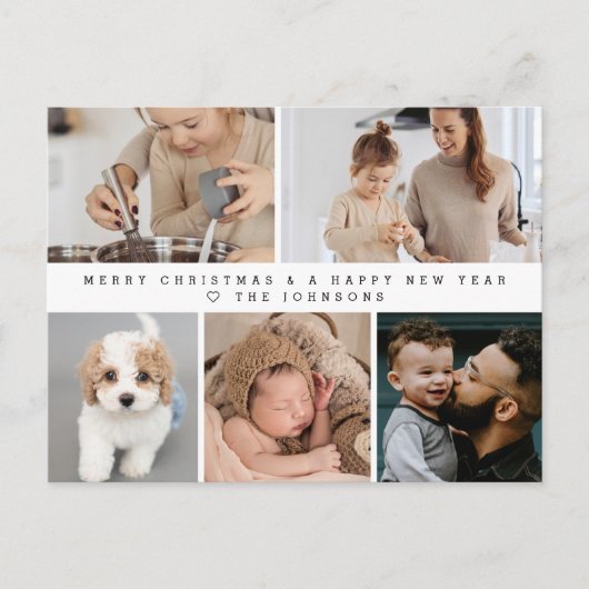Custom Family Modern Multi Photo Holiday New Year Feestdagenkaart (Voorkant)