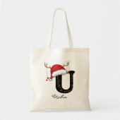 Custom Family Monogram Holiday Tote Bag for Her (Voorkant)