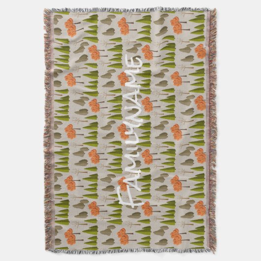Custom Family Name Autumn Tree Pattern Blanket Deken (Voorkant Verticaal)