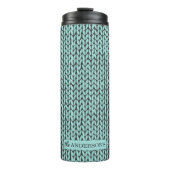 Custom Family Name Candle with Cozy Knit Pattern Thermosbeker (Voorkant)