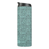 Custom Family Name Candle with Cozy Knit Pattern Thermosbeker (Geroteerd rechts)