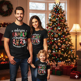 Custom Family Name Christmas 2025 Festive Holiday T-shirt