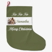 Custom Family Name Christmas Stocking Grote Kerstsok (Voorkant)