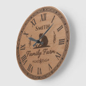 Custom Family Name Clock – Farmer Planting Scene Grote Klok (Hoek)