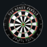 Custom Family Name color Personalized  Dartbord<br><div class="desc">A dartboard is a popular recreational and competitive game that provides hours of fun for players of all ages and skill levels. Typically made from sisal fibers, cork, or electronic components, dartboards are designed to withstand the impact of darts while offering precise scoring zones. Standard dartboards feature a circular design...</div>