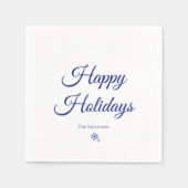 Custom Family Name Happy Holidays Snowflakes Servet (Voorkant)
