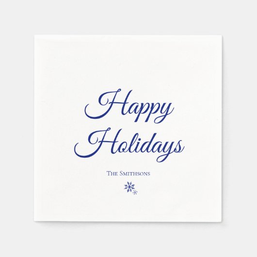 Custom Family Name Happy Holidays Snowflakes Servet (Voorkant)