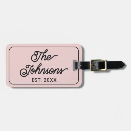 Custom Family Name in Elegant Script Blush Pink Bagagelabel