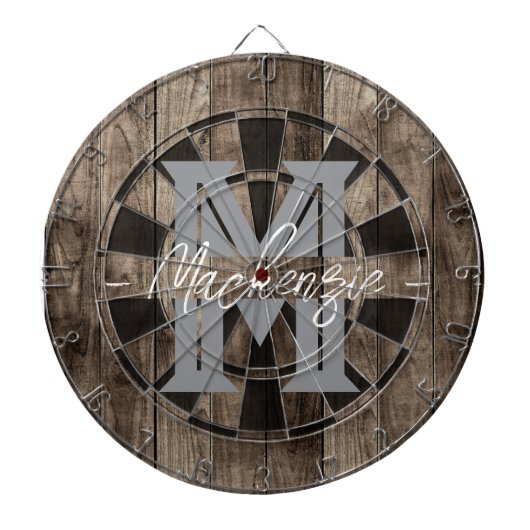Custom Family Name Monogram Dart Board Dartbord (Voorkant)