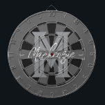 Custom Family Name Monogram Gray Dartbord<br><div class="desc">Gray background with monogram and family name in center of the board. Other colors available in the shop.</div>