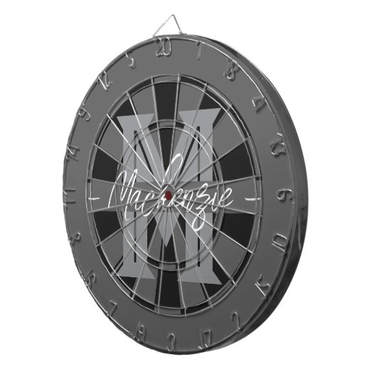 Custom Family Name Monogram Gray Dartbord (Voorkant Rechts)
