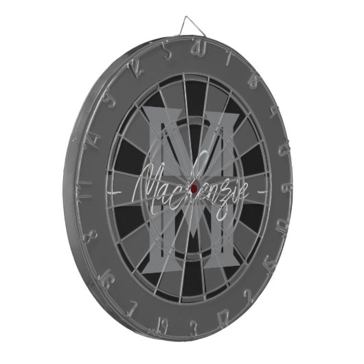 Custom Family Name Monogram Gray Dartbord (Voorkant Links)