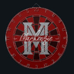 Custom Family Name Monogram Gray Dartbord<br><div class="desc">Gray background with monogram and family name in center of the board. Other colors available in the shop.</div>