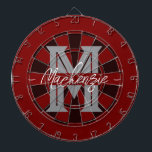 Custom Family Name Monogram Gray Dartbord<br><div class="desc">Gray background with monogram and family name in center of the board. Other colors available in the shop.</div>