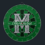 Custom Family Name Monogram Gray Dartbord<br><div class="desc">Gray background with monogram and family name in center of the board. Other colors available in the shop.</div>