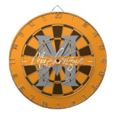 Custom Family Name Monogram Gray Dartbord (Voorkant)