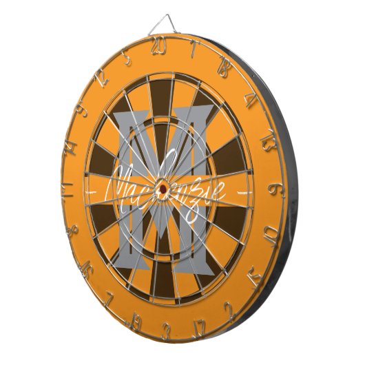 Custom Family Name Monogram Gray Dartbord (Voorkant Rechts)