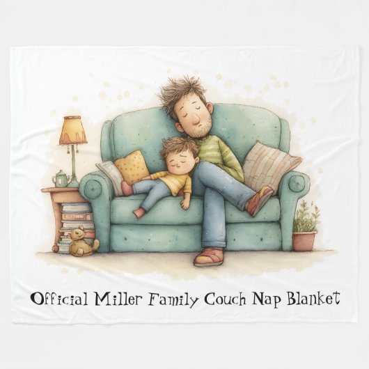 Custom Family Name Nap Blanket Fleece Deken (Voorkant (Horizontaal))