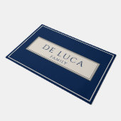 Custom Family Name Navy Blue Deurmat (Schuin)