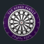 Custom Family Name Personalized Dartboards Dartbord<br><div class="desc">A dartboard is a popular recreational and competitive game that provides hours of fun for players of all ages and skill levels. Typically made from sisal fibers, cork, or electronic components, dartboards are designed to withstand the impact of darts while offering precise scoring zones. Standard dartboards feature a circular design...</div>